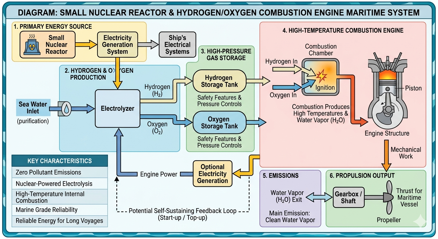 Hydrogen-Powered Combustion Engines Combined with Small Nuclear Reactors
